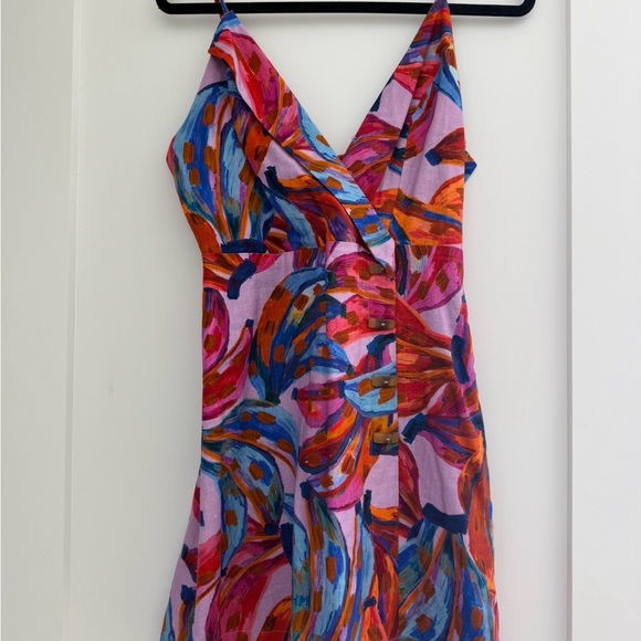 FARM Rio Multicolor banana print V-Neck Mini Dress with button detail - Picture 2 of 3